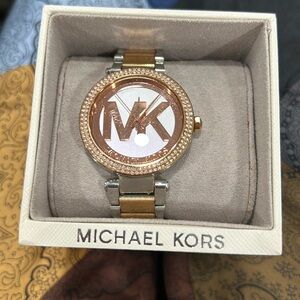 Michael Kors gold/silver tone watch with bling around the face